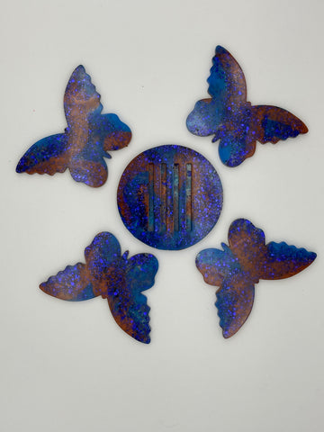 Resin Butterfly Coaster Set