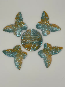 Resin Butterfly Coaster Set