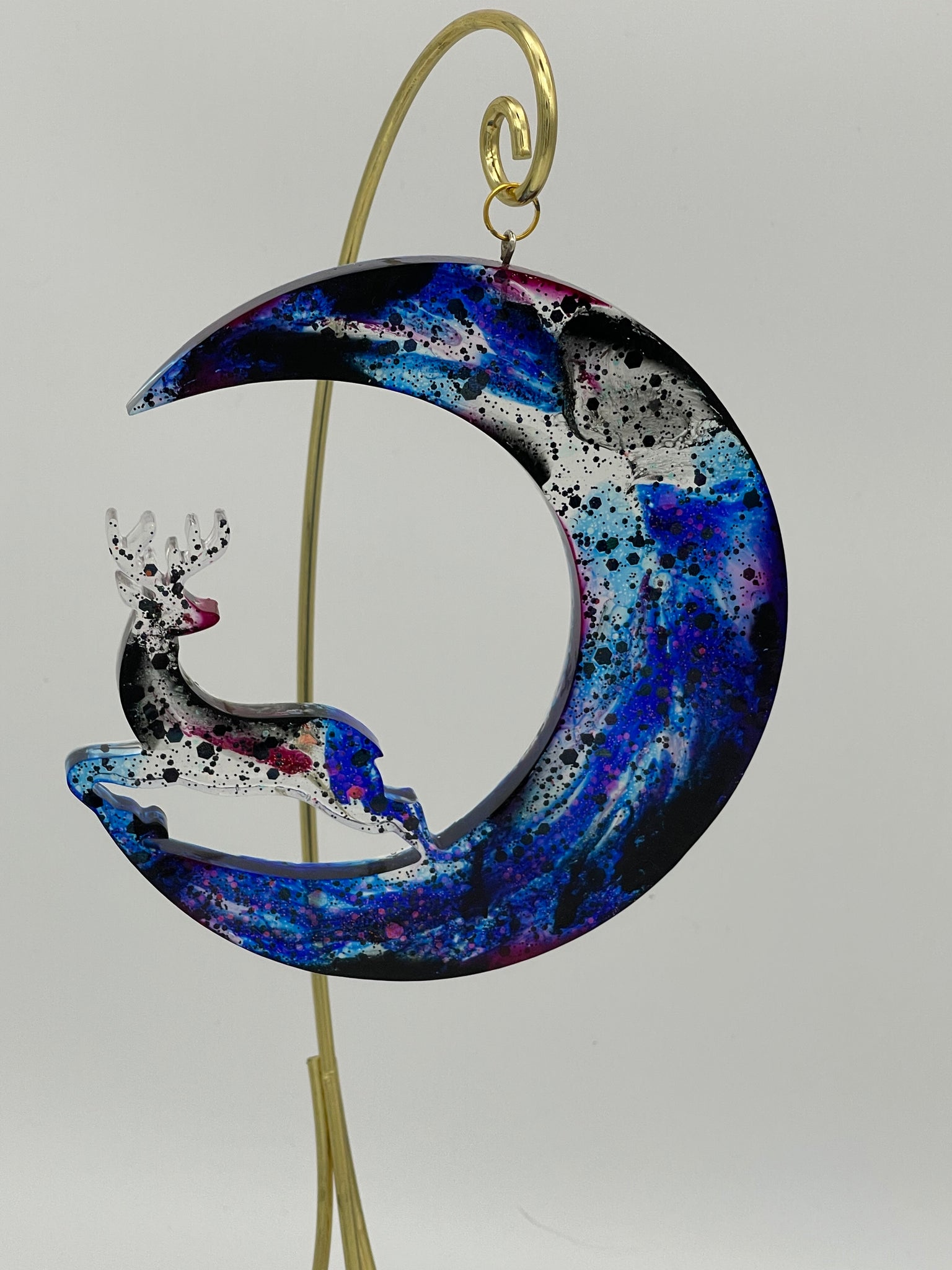 Resin Moon Reindeer Suncatcher