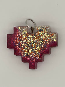 Resin Digital Heart Pendant