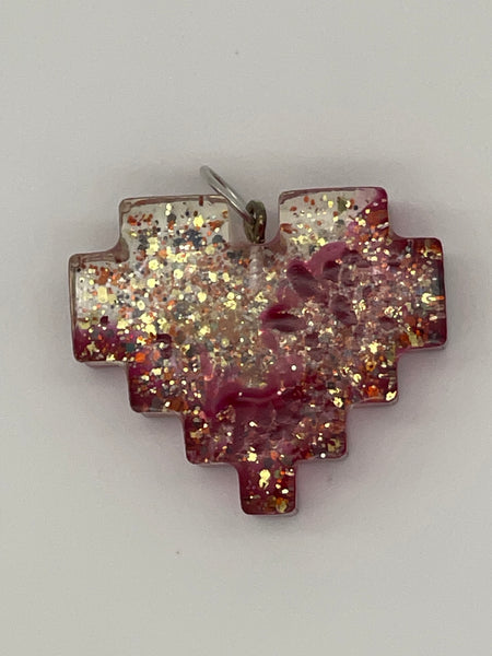 Resin Digital Heart Pendant