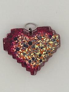 Resin Digital Heart Pendant