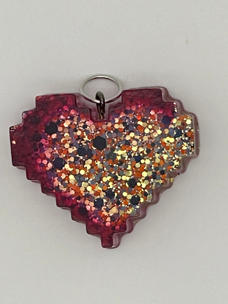 Resin Digital Heart Pendant