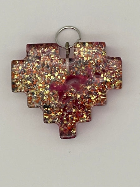 Resin Digital Heart Pendant