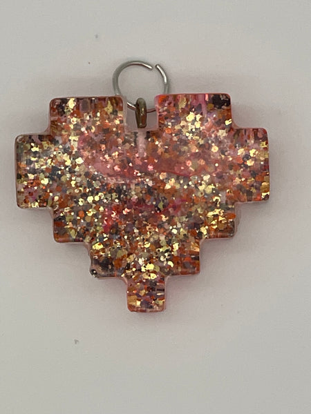 Resin Digital Heart Pendant