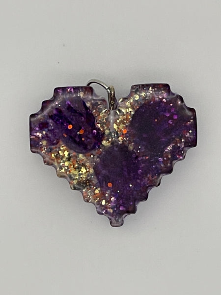 Resin Digital Heart Pendant