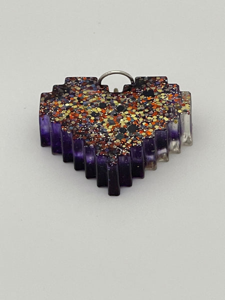 Resin Digital Heart Pendant