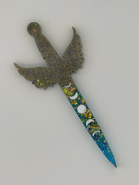 Resin Art Dagger With Moon Phase